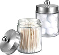 Amolliar Apothecary Jar Bathroom Qtip Holder Glass, Brushed Nickel 2Pc by Amolliar