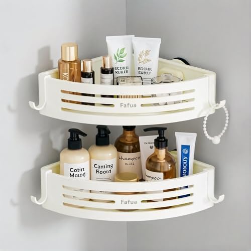 Corner Shower Caddy Suction Cup, No-Drilling Hanging Suction Shower Shelves by Fafua