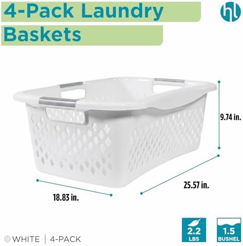 Home Logic 1.5 Bushel Plastic Laundry Basket Front Load, Large Laundry Hamper - Image 2