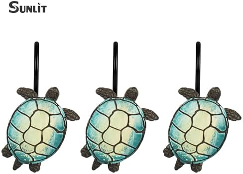 Sunlit Tilt Sea Turtle Shower Curtain Hooks, Home Decorative Shower Curtain - Image 3