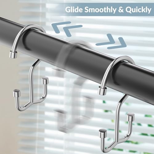 24 Pcs Shower Curtain Hooks, OEH Shower Curtain Rings, Durable Silver Shower - Image 5