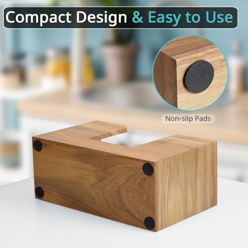 Paper Towel Dispenser Countertop, Acacia Wood Bathroom Paper Towel Holder - Image 4
