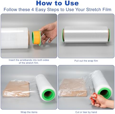 2 Rolls Clear Stretch Wrap 12" x 1000FT x 80 Gauge Heavy Duty Film - Image 4
