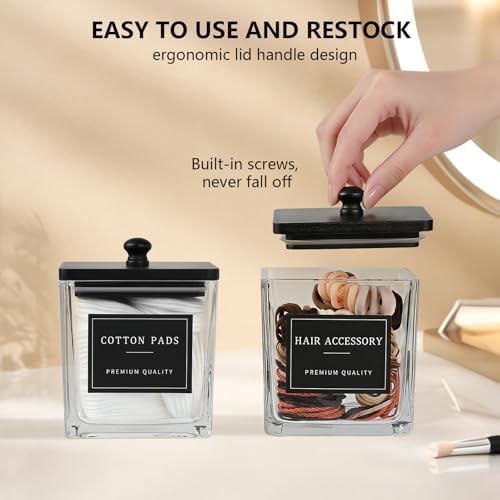 eggs sound 2 Pack Glass Qtip Holder Dispenser Set, Bathroom Canister Storage - Image 4