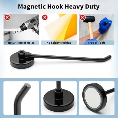 3pcs Magnetic Hooks, 2.65lb 5.3 Inch Long Heavy Duty Magnet Hooks - Image 4