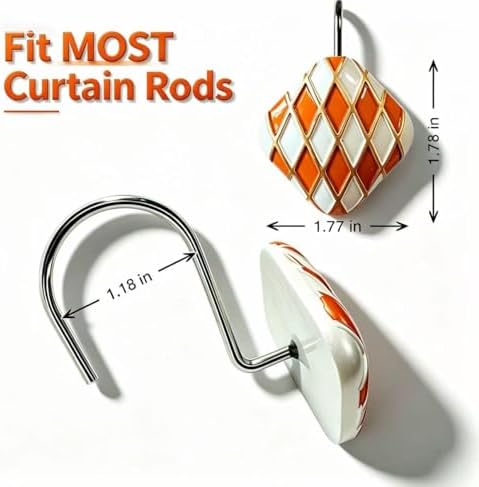 Decorative Geometric Shower Curtain Hooks, Rustproof Metal Shower Hooks - Image 2