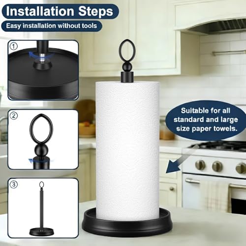 KASUNTO Paper Towel Holder Countertop Standing Paper Roll Holder, Paper Towel - Image 3