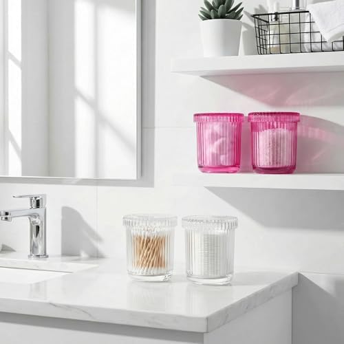 Light Pink Thick Glass Bathroom Qtip Holder, 2 Pack - Image 5