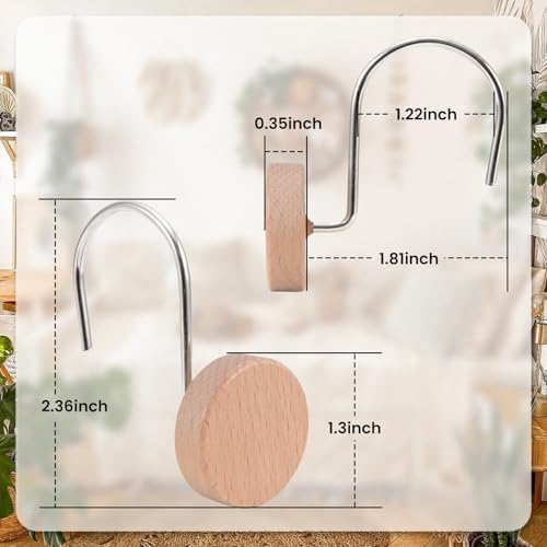 Wood Shower Curtain Hooks Rust Proof, Boho Shower Curtain Hooks Decorative - Image 4