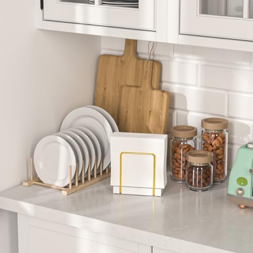 Wican Napkin Holder for Table, Bamboo Iron Standing Napkin Dispenser - Image 3