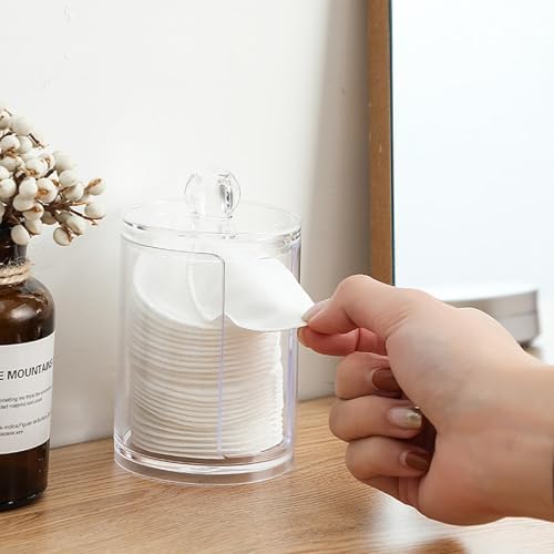 Cotton Round Holder with Lid, 10oz Clear Cotton Pad Dispenser - Image 2