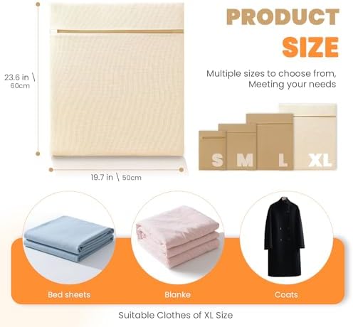 ABRRLO 4Pcs Large Cotton Mesh Laundry Bags - Image 5