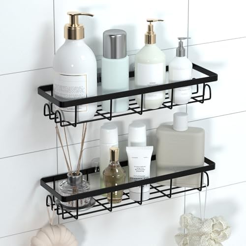 Shower Caddy Organizer with Hooks, Self Adhesive Bathroom Shelves, No Drilling - Image 7
