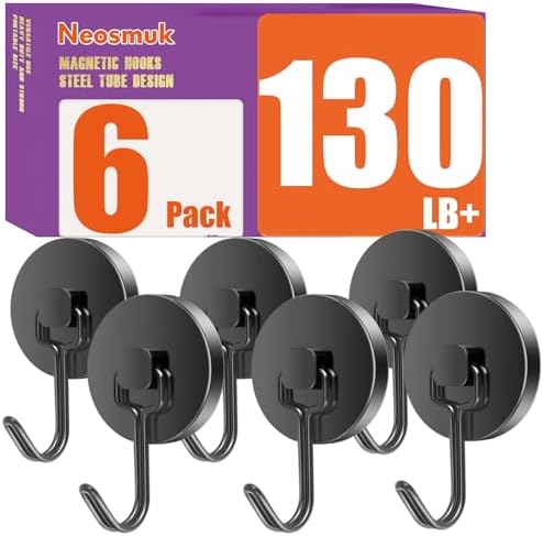 Neosmuk Magnetic Swing Hooks, 130lb Cruise Black Hooks, 6 Pack by Neosmuk