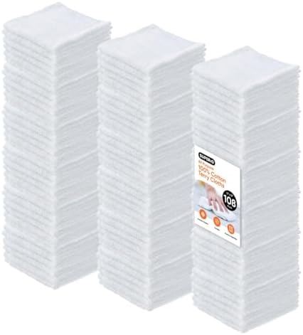 Superio Terry Cloth Rags White Washcloths 100% Cotton 12" Cleaning Cloths by Superio