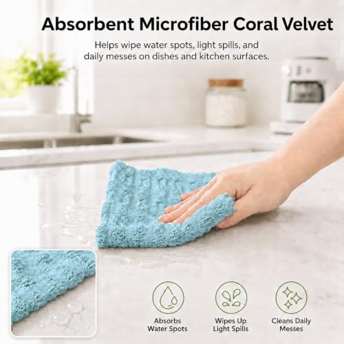 kimteny Microfiber Dish Cloths for Washing Dishes 12 Pack, Lake Blue - Image 3