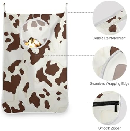 Hanging Laundry Hamper with Stainless Steel Hooks, Oxford Fabric Printing Door - Image 5