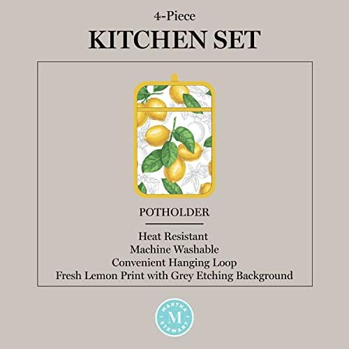 Martha Stewart Lots of Lemons Modern Kitchen Towel, Oven Mitt & Potholder Set - Image 6