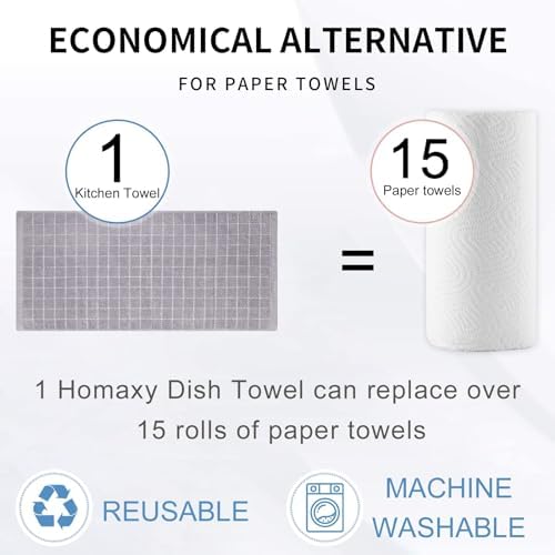Homaxy 100% Cotton Terry Kitchen Towels, 7 Pack, Light Grey - Image 7