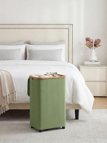 efluky Laundry Basket with Wheels, Tall Rolling Laundry Hamper with Lid and - Image 3