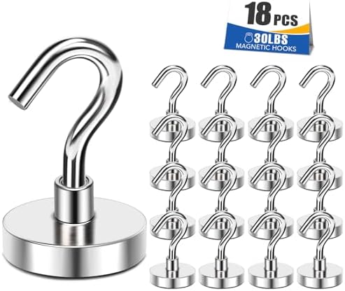 MIKEDE Magnetic Hooks 30lbs Strong Magnets Hook 18 Pack by MIKEDE
