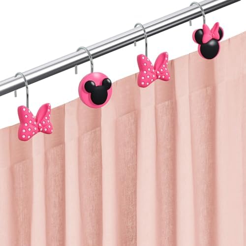 12-Piece Pink Mouse Shower Curtain Hooks - Image 2