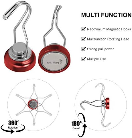 Ant Mag Swivel Magnetic Hooks 80lbs Red 4 Pack - Image 2