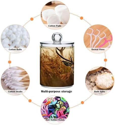 4 Pack Apothecary Jars Bathroom Antler Deer Qtip Holder Dispenser Clear Plastic - Image 4