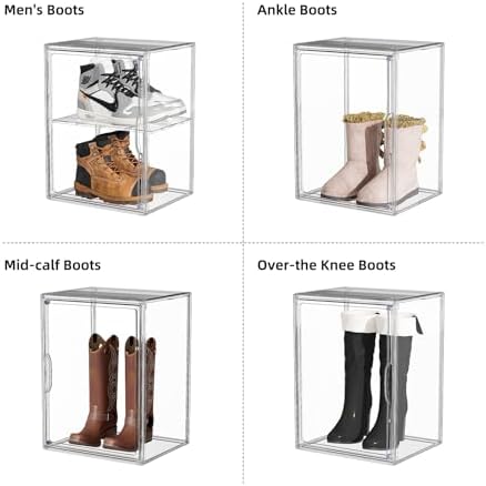 Clear Acrylic Display Case for Boot Storage Organizer Tall Boots Boxes Clear - Image 5