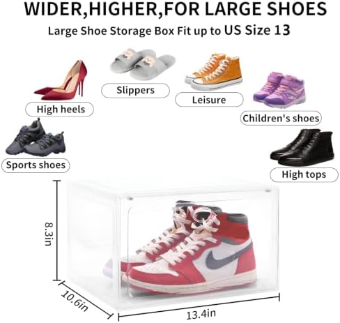 Large Clear Plastic Stackable Shoe Boxes 8-Pack, Drop Side Shoe Organizers - Image 2
