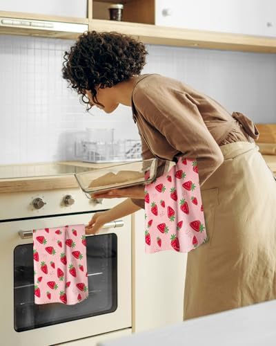 Miss Adola 150GSM Flour Sack Kitchen Towels Set of 2, Line Strawberry - Image 6