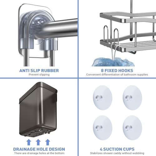Aitatty Hanging Shower Caddy Bathroom Organizer: Rustproof Shower Shelf Racks - Image 5