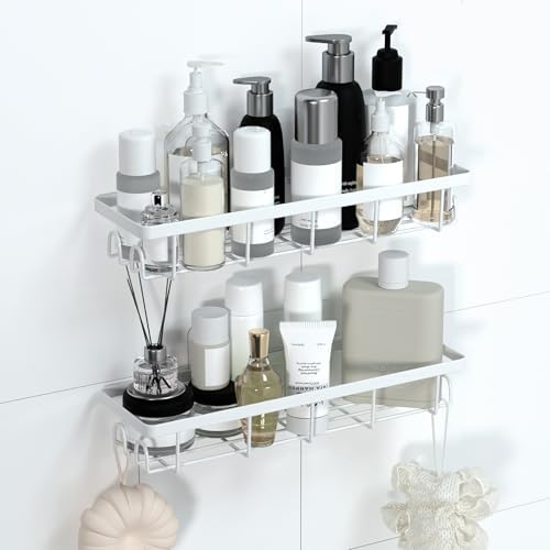 Shower Caddy Organizer with Hooks, Self Adhesive Bathroom Shelves, No Drilling by Unknown