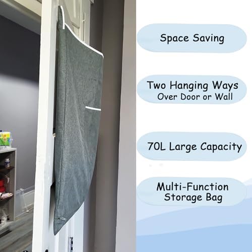 XL Hanging Laundry Hamper, Over the Door Hamper Bag - Image 6