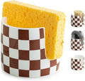Zoeeker Sponge Holder for Kitchen Sink, Ceramic Checkered Dish Sponge Caddy by LAUCHUH