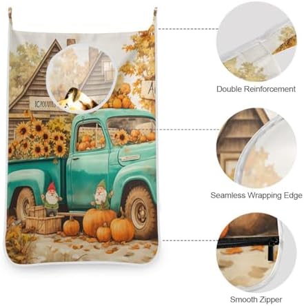 Thanksgiving Truck Pumpkin Orange Hanging Laundry Hamper Door Hampers Bag Basket - Image 5