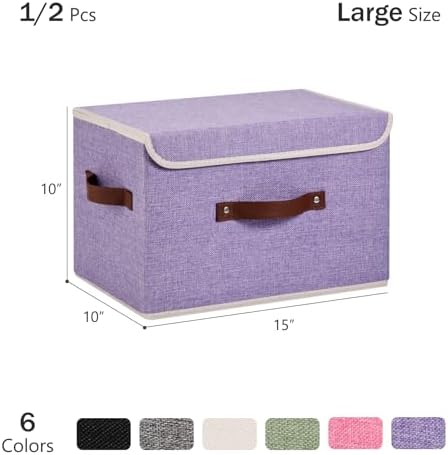 2PCS Storage Bins Boxes with Lids Decorative Fabric Baskets - Image 3