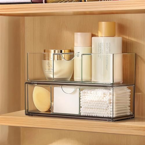 PAVSTINE Medicine Cabinet Organizer 2 Pack, Stackable Storage Drawers by PAVSTINE