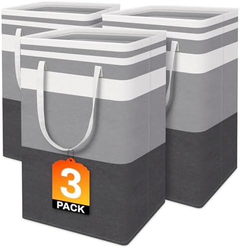 BlissTotes 3-Pack Laundry Basket, Collapsible Laundry Hamper by BlissTotes