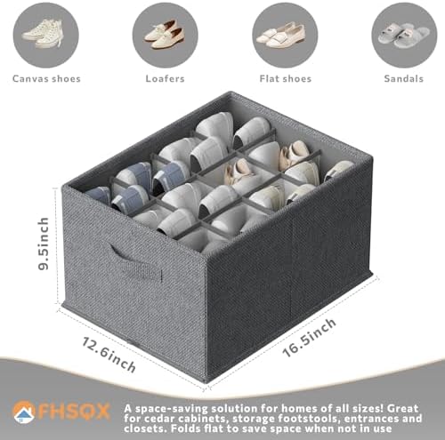 FHSQX 2 Pack Shoe Organizer for Closet, Foldable Shoe Organizer, Fits up to 24 - Image 3
