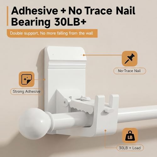 Universal Heavy Duty Curtain Rod Brackets, No Drill Curtain Rod Brackets - Image 5