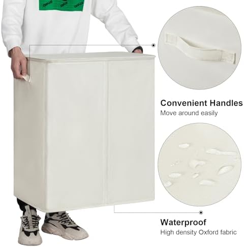 WOWLIVE 140L Double Laundry Hamper 2 Section - Image 6