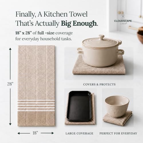 Cloud Scape Linen Premium Kitchen Towels Set of 6, Quick Dry - Image 4