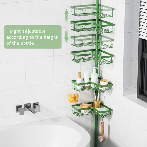 KEGII Shower Caddy Tension Pole, Bathroom Storage Shelf, Emerald Green - Image 2