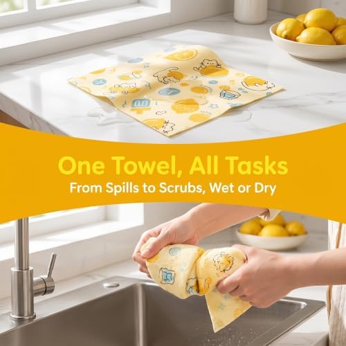 Printed Kitchen Cleaning Cloth Roll, Thick Absorbent Hand-Tear Lazy Cloth - Image 2