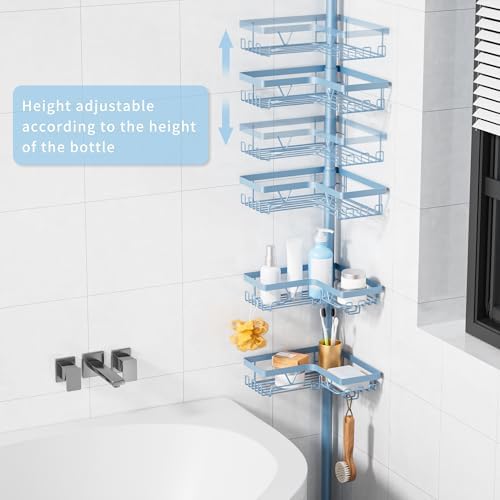 KEGII Shower Caddy Tension Pole, L-Shaped Corner Bathroom Organizer - Image 2
