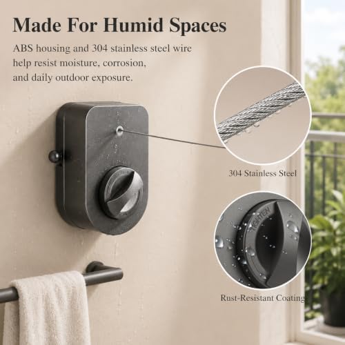Retractable Clothesline Indoor Outdoor 13.7 Ft, Portable Heavy Duty Laundry - Image 3