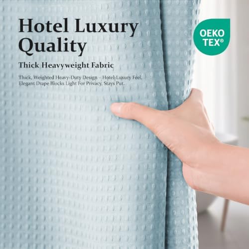 Dynamene Stall Waffle Shower Curtain 256 GSM Heavy Fabric 36x72 Fog Blue - Image 6