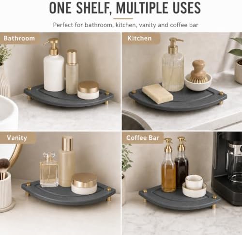 Corner Counter Shelf, Water Absorbing Stone Drying Tray Mat - Image 6