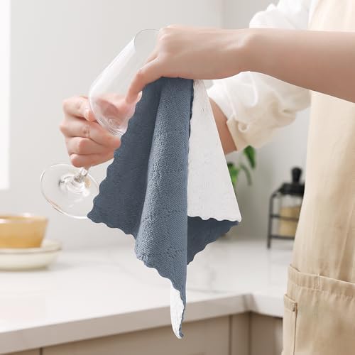Homaxy 12 Pack Super Soft Dish Cloths, Dark Grey & White - Image 2